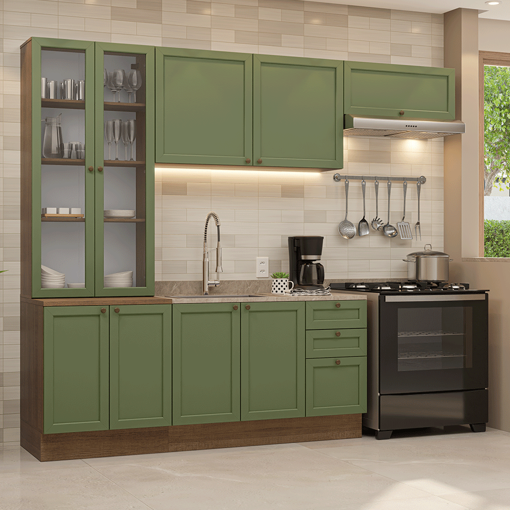 Combo completo de Cocina 270 cm Marrón/Verde Vik Madesa 05
