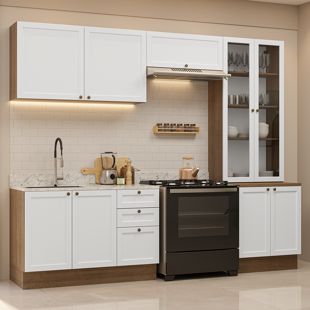 Combo completo de Cocina 270 cm Marrón/Blanco Vik Madesa 06
