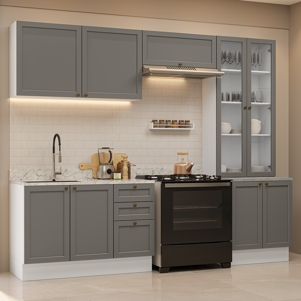 Combo completo de Cocina 270 cm Blanco/Gris Vik Madesa 06