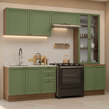 Combo completo de Cocina 270 cm Marrón/Verde Vik Madesa 06