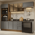 Combo completo de Cocina 270 cm Marrón/Gris Vik Madesa