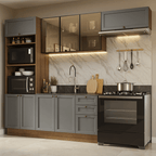Combo completo de Cocina 270 cm Marrón/Gris Vik Madesa