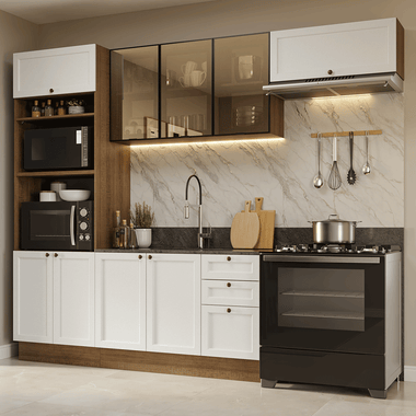 Combo completo de Cocina 270 cm Marrón/Blanco Vik Madesa