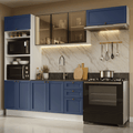 Combo completo de Cocina 270 cm Blanco/Azul Vik Madesa