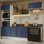 Combo completo de Cocina 270 cm Blanco/Azul Vik Madesa