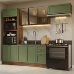 Combo completo de Cocina 270 cm Marrón/Verde Vik Madesa