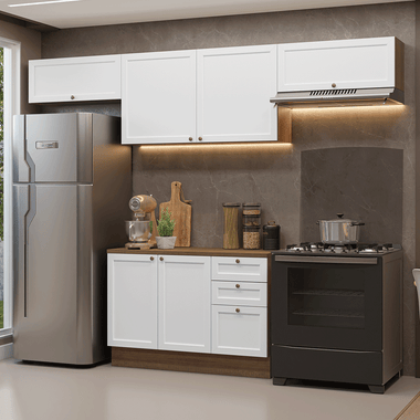 Combo completo de Cocina 280 cm 6 Puertas 3 Cajones Sin Mesada Marrón/Blanco Vik Madesa