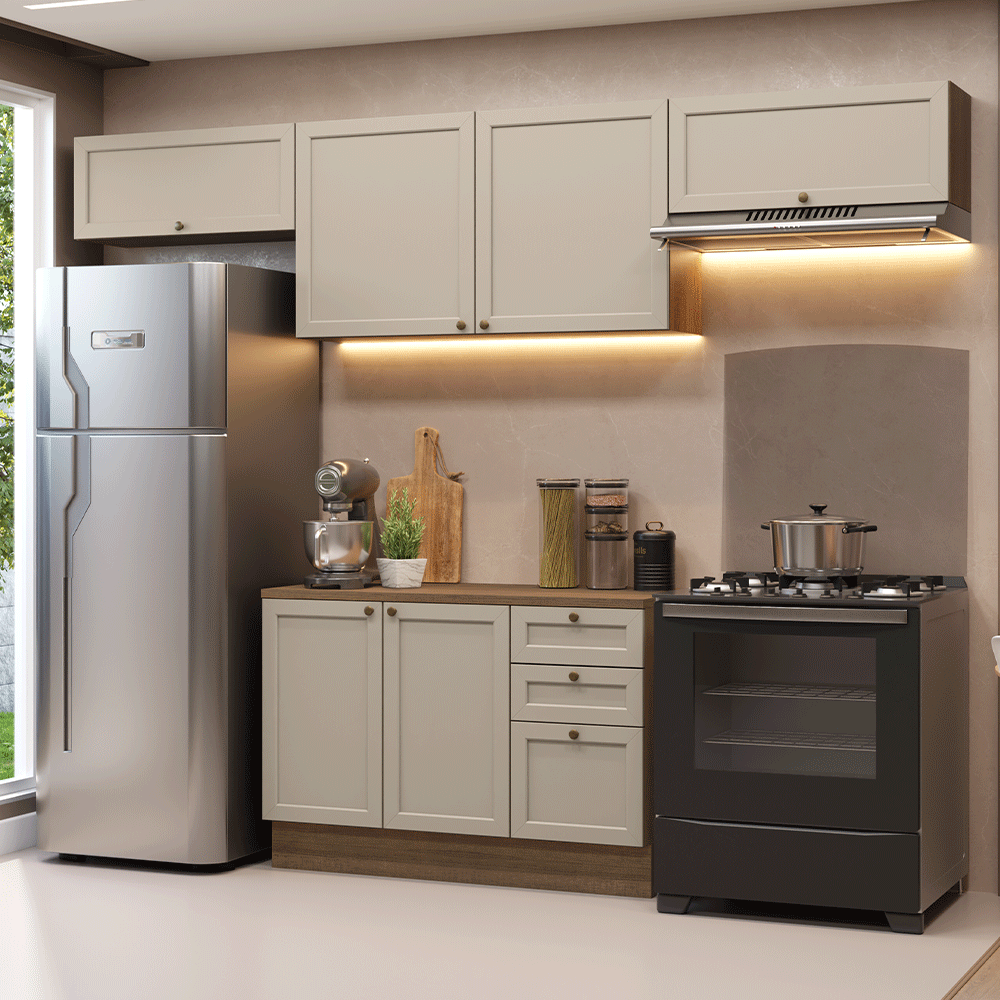 Combo completo de Cocina 280 cm Marrón/Crema Vik Madesa 01