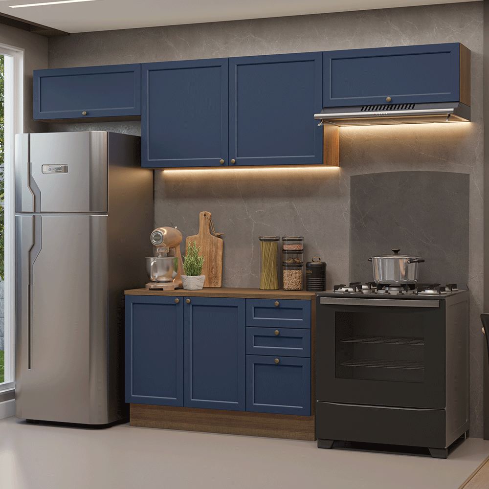 Combo de Cocina 280 cm Vik Marrón/Azul 01