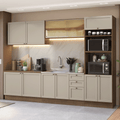 Combo completo de Cocina 310 cm 11 Puertas 3 Cajones Sin Mesada Marrón/Crema Vik Madesa