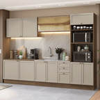 Combo completo de Cocina 310 cm 11 Puertas 3 Cajones Sin Mesada Marrón/Crema Vik Madesa