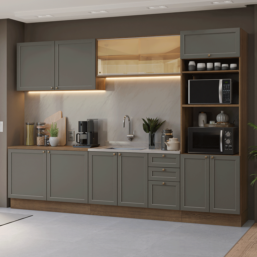 Combo de Cocina 310 cm Vik Marrón/Gris 01