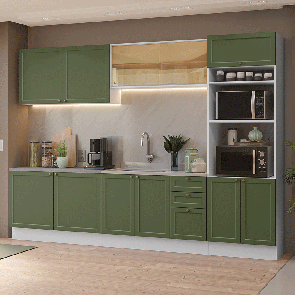 Combo de Cocina 310 cm Vik Blanco/Verde 01