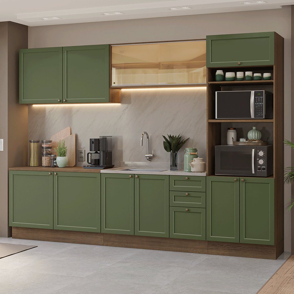Combo de Cocina 310 cm Vik Marrón/Verde 01