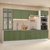 Combo completo de Cocina 340 cm Blanco/Verde Vik Madesa 01