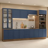 Combo completo de Cocina 340 cm Marrón/Azul Vik Madesa 01