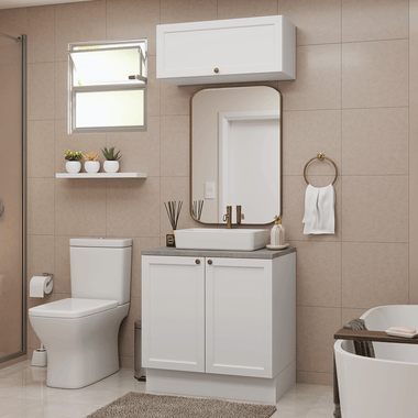 Kit Vanitory y Armario Alto 80 cm 3 Puertas Blanco Vik Madesa