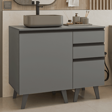 Vanitory 100 cm 1 Puerta 3 Cajones Gris Nice Madesa