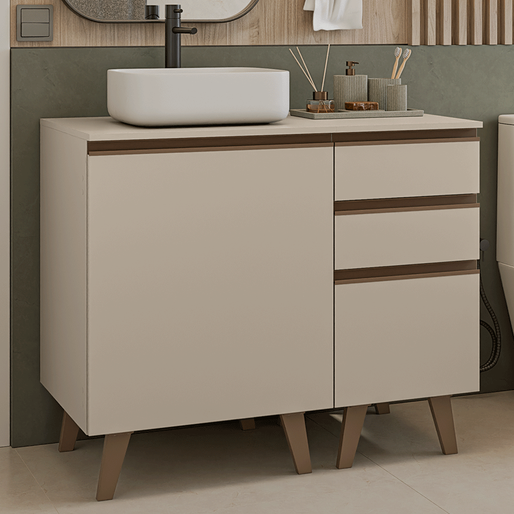 Vanitory 100cm 1 Puerta 3 Gavetas Crema Nice 04