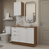 Vanitory 110cm 3 cajones 3 puertas Marrón/Blanco Vik 01