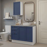 Vanitory 110cm 3 cajones 3 puertas Blanco/Azul Vik 01