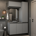 Kit Vanitory y Armarios Altos 120 cm 5 Puertas Gris Nice Madesa