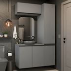 Kit Vanitory y Armarios Altos 120 cm 5 Puertas Gris Nice Madesa