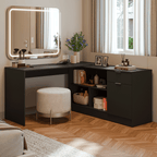 Tocador Esquinero para Maquillaje o Escritorio 300 cm Negro Madesa