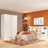 Habitación Completa con Placard Luke y Respaldo de cama con 2 Mesas de Luz Madesa Blanco