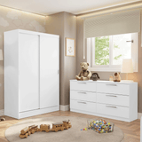 Kit Dormitorio Infantil Madesa Placard y Chifonier 6 Cajones BB