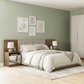 Respaldo de Cama Extensible Tapizado con 2 Mesas de Luz Espejadas Marrón/Imperial Madesa
