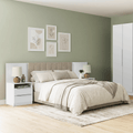 Respaldo de Cama Extensible Tapizado con 2 Mesas de Luz Blanco/Imperial Madesa