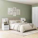 Respaldo de Cama Extensible Tapizado con 2 Mesas de Luz Blanco/Imperial Madesa