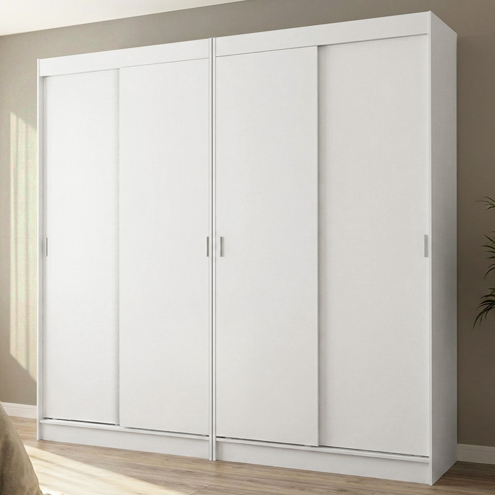 Conjunto 2 Placares 4 Puertas Corredizas Blanco Tokio Madesa