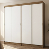 Conjunto 2 Placares 4 Puertas Corredizas Marrón/Blanco Tokio Madesa