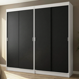 Conjunto 2 Placares 4 Puertas Corredizas Blanco/Negro Tokio Madesa