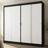 Conjunto 2 Placares 4 Puertas Corredizas Negro/Blanco Tokio Madesa