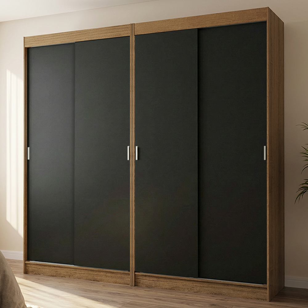 Conjunto 2 Placares 4 Puertas Corredizas Marrón/Negro Tokio Madesa