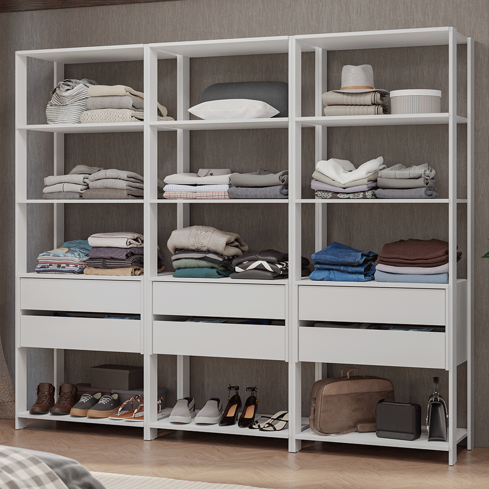 Placard Modulado 210 cm 6 Cajones Valencia Blanco
