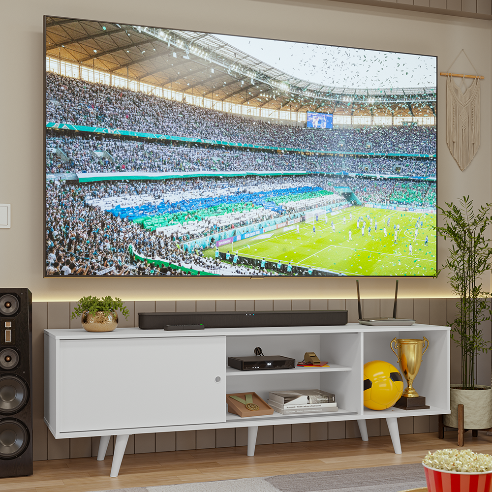 Rack para TV hasta 80 pulgadas 160 cm Con Patas Torino Blanco