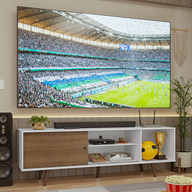Rack para TV hasta 80 Pulgadas 160 cm 1 Puerta Blanco/Marrón Torino Madesa