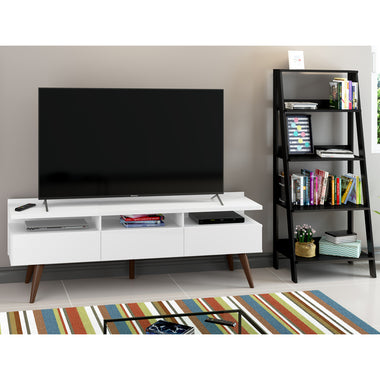 Rack para TV hasta 65 Pulgadas 221 cm Londres y estantería escalera Blanco/Negro Madesa