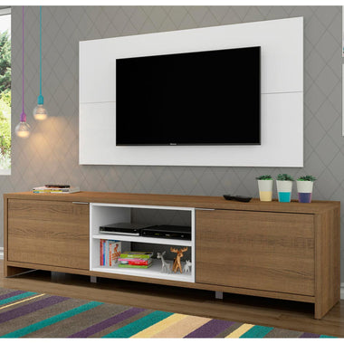 Kit Rack y Panel de TV hasta 55 Pulgadas 180 cm 2 Puertas Marrón/Blanco Metz Madesa