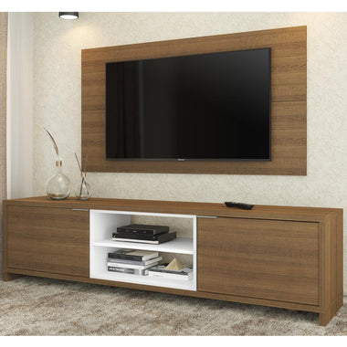 Kit Rack y Panel de TV hasta 55 Pulgadas 180 cm 2 Puertas Marrón/Blanco Metz Madesa