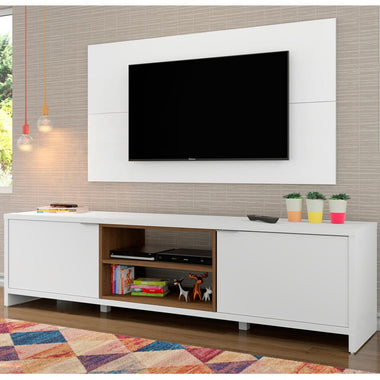 Kit Rack y Panel de TV hasta 55 Pulgadas 180 cm 2 Puertas Blanco/Marrón Metz Madesa