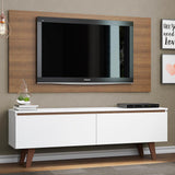 Rack con Panel de TV Le Mans hasta 55 pulgadas, 2 puertas, Blanco/Marrón