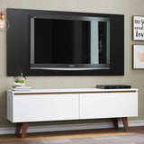 Rack Madesa Le Mans con Panel para TV hasta 55 Pulgadas 2 Puetas Blanco/Negro