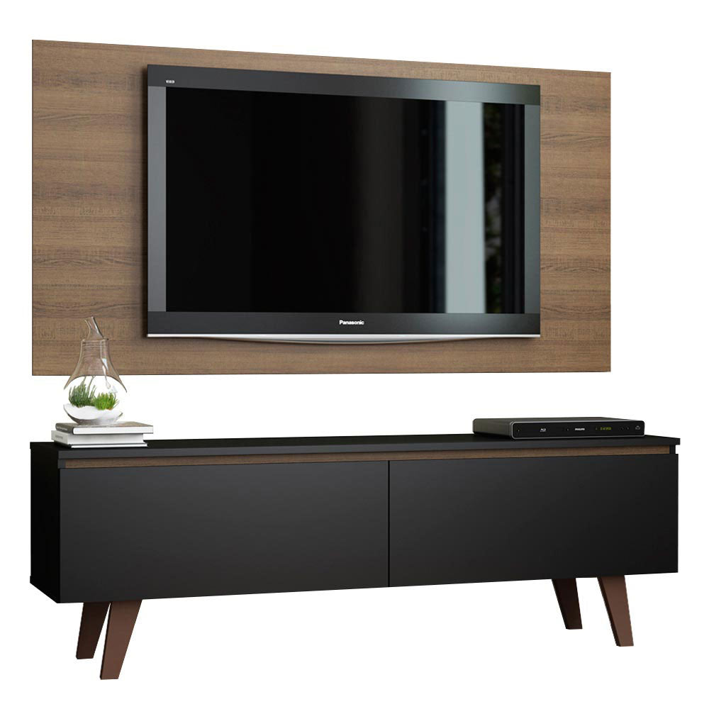 Rack para TV Madesa Le Mans con Panel de TV hasta 55 Pulgadas 2 Puertas Negro/Marrón