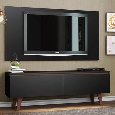 Kit Rack y Panel de TV hasta 55 Pulgadas 136 cm 2 Puertas Negro Le Mans Madesa
