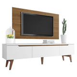 Rack para TV Madesa Reims con Panel de TV hasta 55 Pulgadas 2 Puertas e 1 Cajon Blanco/Marrón